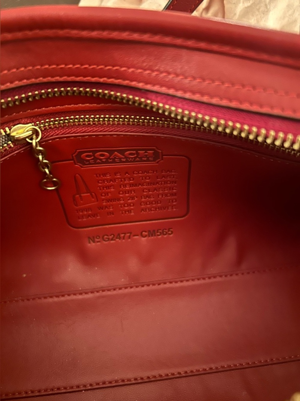 Coach Swing Zip in Ruby Red - Picture 6 of 6